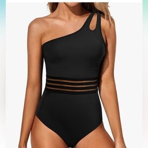 Holipick One Shoulder Swimsuit Tummy Control Modest Full Coverage Swimwear nwt
